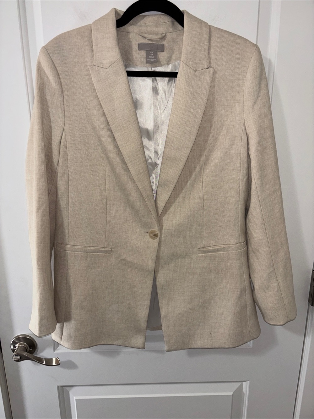 H&M Beige Tailored Blazer Single Button Workwear - size Medium